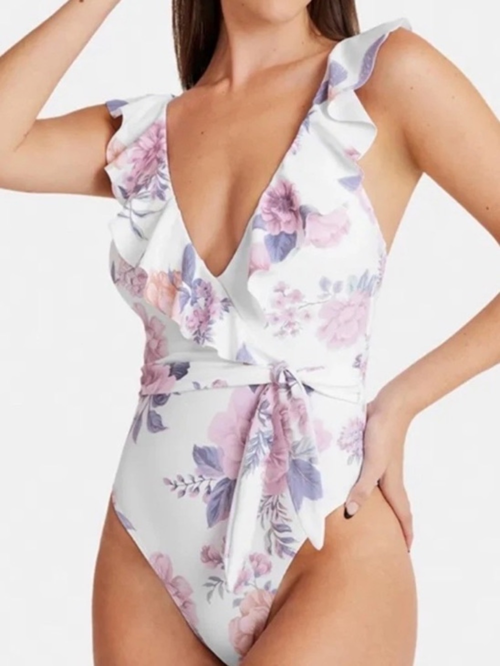 Cupshe x JOJO FLETCHER Floral Ruffle One-Piece Swimsuit